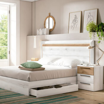 Dormitorio completo con cama alta combinada con escritorio MOBI - Diseño de  muebles